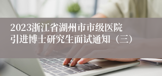 2023浙江省湖州市市级医院引进博士研究生面试通知（三）