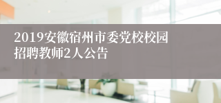 2019安徽宿州市委党校校园招聘教师2人公告