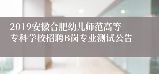 2019安徽合肥幼儿师范高等专科学校招聘B岗专业测试公告