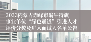 2023内蒙古赤峰市翁牛特旗事业单位“绿色通道”引进人才评价分数及进入面试人名单公告 