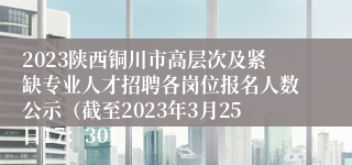 2023陕西铜川市高层次及紧缺专业人才招聘各岗位报名人数公示（截至2023年3月25日17：30）