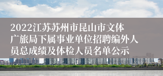 2022江苏苏州市昆山市文体广旅局下属事业单位招聘编外人员总成绩及体检人员名单公示