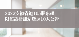 2023安徽省道105肥东超限超载检测站选调10人公告