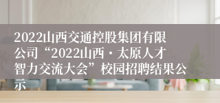 2022山西交通控股集团有限公司“2022山西・太原人才智力交流大会”校园招聘结果公示