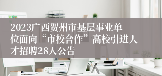 2023广西贺州市基层事业单位面向“市校合作”高校引进人才招聘28人公告