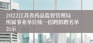 2022江苏省药品监督管理局所属事业单位统一招聘拟聘名单公示