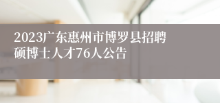 2023广东惠州市博罗县招聘硕博士人才76人公告