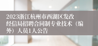 2023浙江杭州市西湖区发改经信局招聘合同制专业技术（编外）人员1人公告