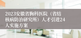 2023安徽省胸科医院（省结核病防治研究所）人才引进24人实施方案