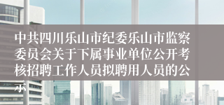 中共四川乐山市纪委乐山市监察委员会关于下属事业单位公开考核招聘工作人员拟聘用人员的公示