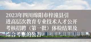 2023年四川绵阳市梓潼县引进高层次教育专业技术人才公开考核招聘（第一批）体检结果及综合考察的公告