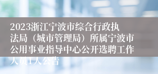 2023浙江宁波市综合行政执法局（城市管理局）所属宁波市公用事业指导中心公开选聘工作人员1人公告