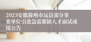 2023安徽滁州市远县部分事业单位引进急需紧缺人才面试成绩公告