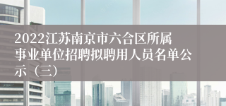 2022江苏南京市六合区所属事业单位招聘拟聘用人员名单公示（三）