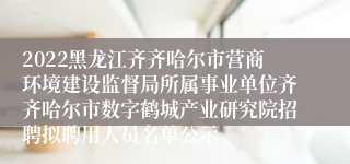 2022黑龙江齐齐哈尔市营商环境建设监督局所属事业单位齐齐哈尔市数字鹤城产业研究院招聘拟聘用人员名单公示