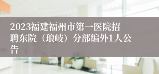 2023福建福州市第一医院招聘东院（琅岐）分部编外1人公告