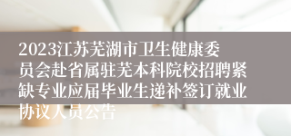 2023江苏芜湖市卫生健康委员会赴省属驻芜本科院校招聘紧缺专业应届毕业生递补签订就业协议人员公告