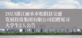 2023浙江丽水市松阳县交通发展投资集团有限公司招聘见习大学生2人公告