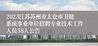 2023江苏苏州市太仓市卫健系统事业单位招聘专业技术工作人员58人公告