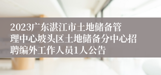 2023广东湛江市土地储备管理中心坡头区土地储备分中心招聘编外工作人员1人公告