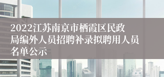 2022江苏南京市栖霞区民政局编外人员招聘补录拟聘用人员名单公示