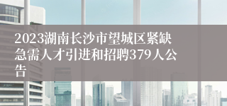 2023湖南长沙市望城区紧缺急需人才引进和招聘379人公告