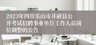 2023年四川乐山市井研县公开考试招聘事业单位工作人员岗位调整的公告 