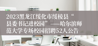 2023黑龙江绥化市绥棱县“县委书记进校园”——哈尔滨师范大学专场校园招聘52人公告