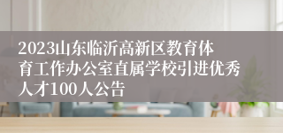 2023山东临沂高新区教育体育工作办公室直属学校引进优秀人才100人公告