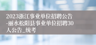 2023浙江事业单位招聘公告-丽水松阳县事业单位招聘30人公告_统考