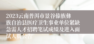 2023云南普洱市景谷傣族彝族自治县医疗卫生事业单位紧缺急需人才招聘笔试成绩及进入面试人员公告