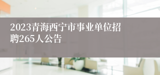 2023青海西宁市事业单位招聘265人公告