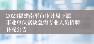 2023福建南平市审计局下属事业单位紧缺急需专业人员招聘补充公告