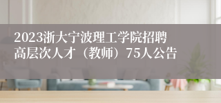 2023浙大宁波理工学院招聘高层次人才（教师）75人公告