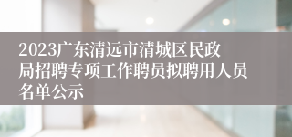 2023广东清远市清城区民政局招聘专项工作聘员拟聘用人员名单公示