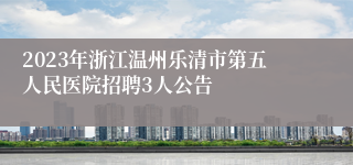 2023年浙江温州乐清市第五人民医院招聘3人公告