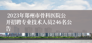  2023年郑州市骨科医院公开招聘专业技术人员246名公告