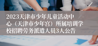 2023天津市少年儿童活动中心（天津市少年宫）所属培训学校招聘劳务派遣人员3人公告