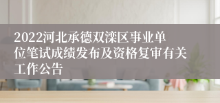 2022河北承德双滦区事业单位笔试成绩发布及资格复审有关工作公告