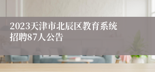 2023天津市北辰区教育系统招聘87人公告