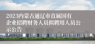 2023内蒙古通辽市直属国有企业招聘财务人员拟聘用人员公示公告