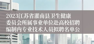 2023江苏省灌南县卫生健康委员会所属事业单位赴高校招聘编制内专业技术人员拟聘名单公示