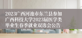 2023广西河池市东兰县参加广西科技大学2023届医学类毕业生春季就业双选会公告