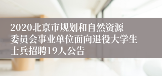 2020北京市规划和自然资源委员会事业单位面向退役大学生士兵招聘19人公告