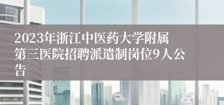 2023年浙江中医药大学附属第三医院招聘派遣制岗位9人公告