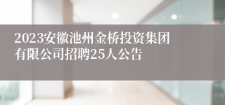 2023安徽池州金桥投资集团有限公司招聘25人公告