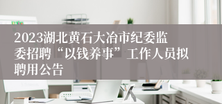 2023湖北黄石大冶市纪委监委招聘“以钱养事”工作人员拟聘用公告