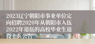 2023辽宁朝阳市事业单位定向招聘2020年从朝阳市入伍2022年退伍的高校毕业生退役士兵公告