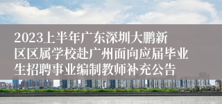 2023上半年广东深圳大鹏新区区属学校赴广州面向应届毕业生招聘事业编制教师补充公告