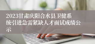 2023甘肃庆阳合水县卫健系统引进急需紧缺人才面试成绩公示